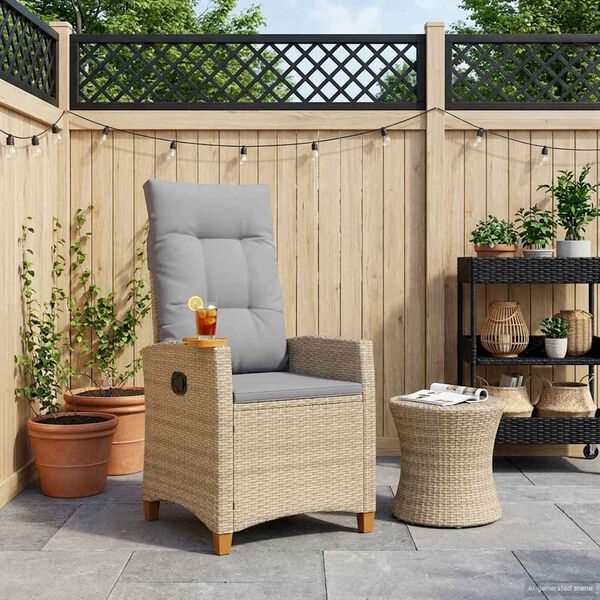 vidaXL Poltrona reclinabile con tavolino 62 x 64 x 112 cm polyrattan