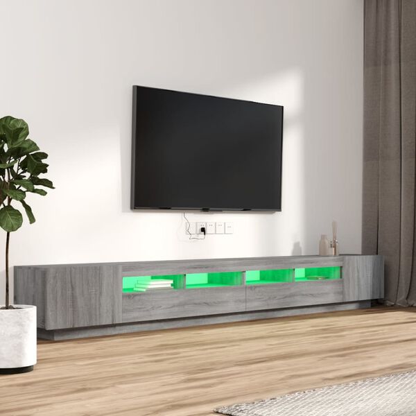 vidaXL Set Mobili TV 3 pz con Luci LED Grigio Sonoma Legno Multistrato