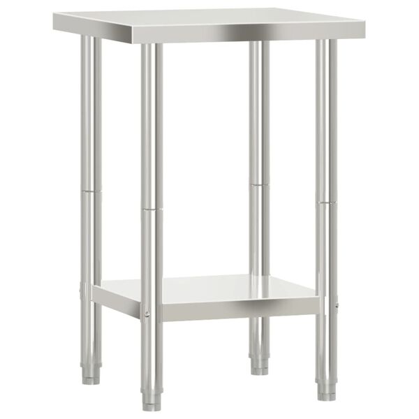 vidaXL Tavolo da Lavoro da Cucina 55x55x85 cm in Acciaio Inossidabile