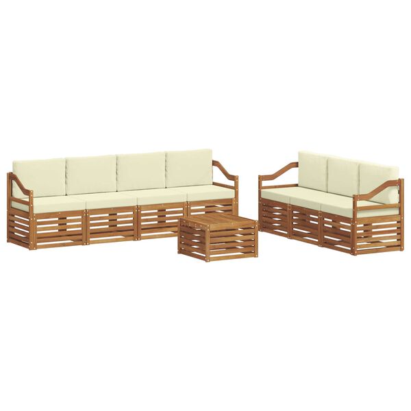 vidaXL Set divani 8 pcs Naturale e Crema Legno di Acacia Massello