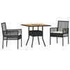 vidaXL Set da Pranzo per Giardino 3 pz Nero polyrattan