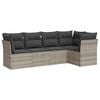 vidaXL Set Divano da Giardino 5pz con Cuscini Grigio Chiaro Polyrattan