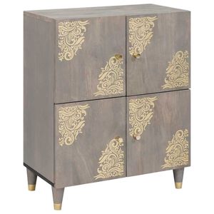 vidaXL Credenza Grigio e Oro 60 x 33 x 75 cm Legno di mango massello
