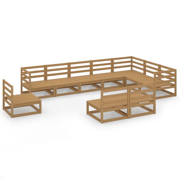 vidaXL Set Salotto da Giardino 10pz Marrone Ambra Legno Massello Pino