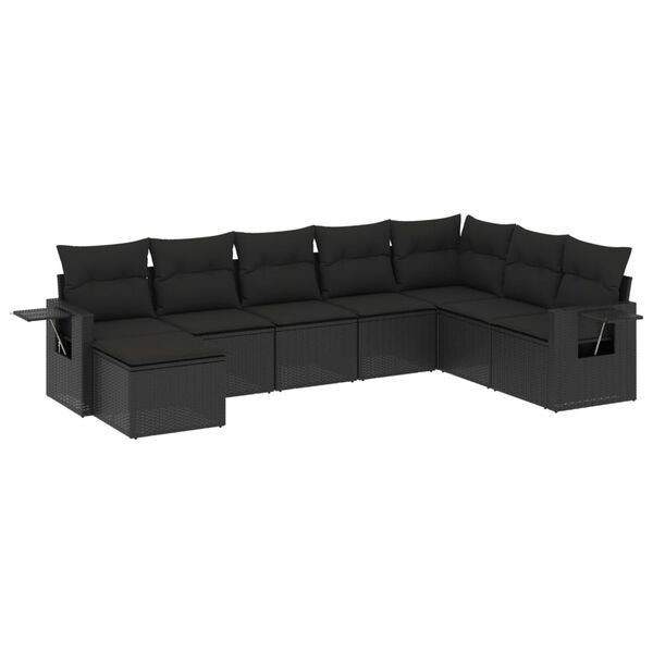 vidaXL Set Divani da Giardino con Cuscini 8 pz Nero in Polyrattan