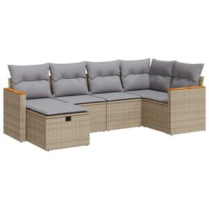 vidaXL Set Divano da Giardino 6 pz con Cuscini Beige in Polyrattan