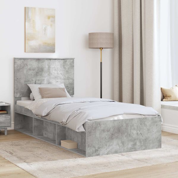 vidaXL Struttura del letto Grigio Concretè 75 x 190 cm Pino massello