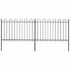 vidaXL Recinzione da Giardino con Parte Superiore ad Anello in Acciaio 337x120 cm Nera