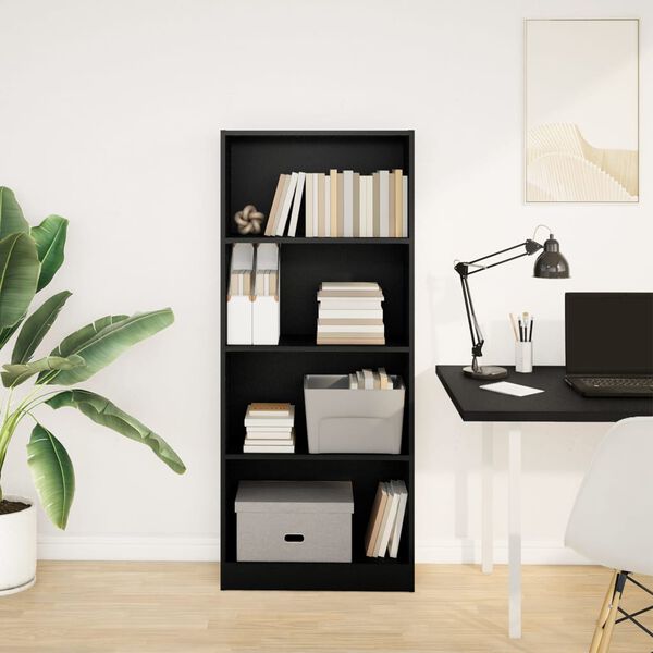 vidaXL Libreria Nera 60x24x143 cm in Legno Multistrato