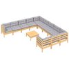 vidaXL Set Divani da Giardino 12 pz con Cuscini Grigi Massello di Pino
