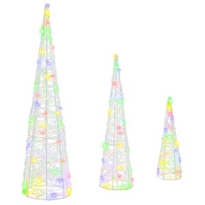 vidaXL Albero di Natale 3 pcs Multicolore 20 x 20 x 80 cm Acrilico