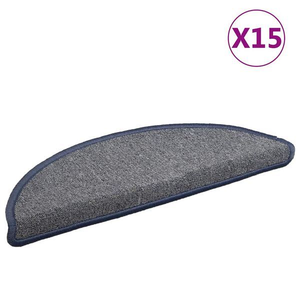 vidaXL Tappetini per scale 15 pz 56x17x3 cm grigio chiaro e blu semicircolari