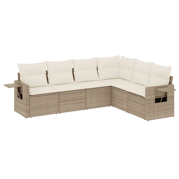 vidaXL Set Divano da Giardino 6 pz con Cuscini Beige in Polyrattan