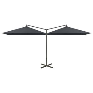 vidaXL Ombrellone Doppio con Palo in Acciaio Antracite 600x300 cm