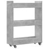 vidaXL Mobile con Ruote Grigio Cemento 60x22x79cm in Legno Multistrato
