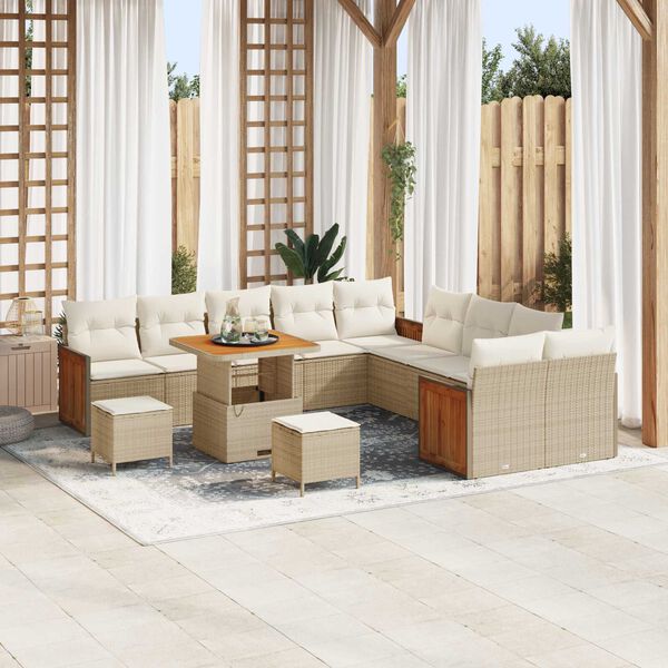 vidaXL Set Divano da Giardino 17 pcs Beige e Crema polyrattan