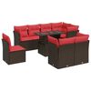 vidaXL Set Divani Giardino 9 pz con Cuscini Marrone Polyrattan Acacia