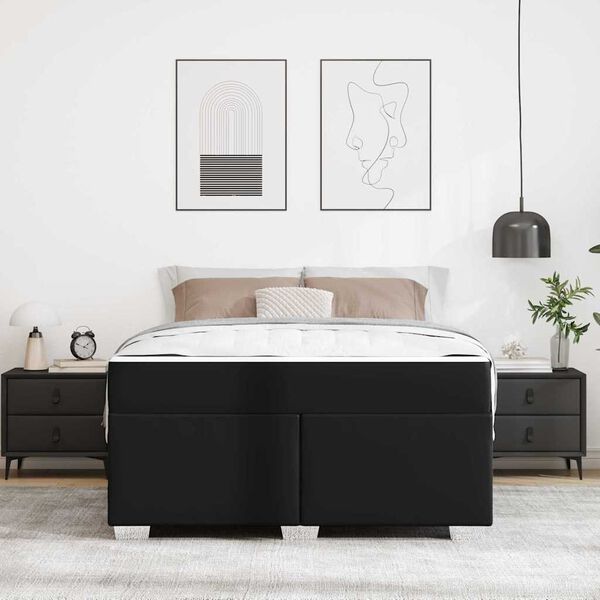 vidaXL Struttura del letto con materasso Nero 140 x 200 cm Tessuto