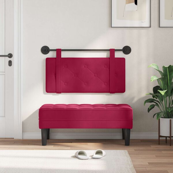 vidaXL Testata appesa Rosso Vino 90 x 55 x 5 cm Velluto