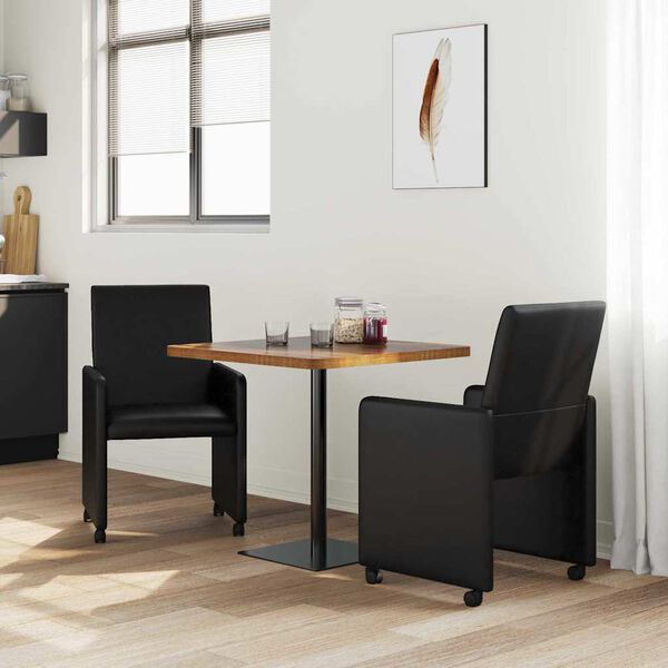 vidaXL Sedie da Pranzo con Ruote con ruote 2 pcs Nero 57 x 66 x 94 cm