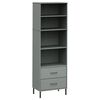 vidaXL Libreria con 2 Cassetti Grigio 60x35x180 cm Legno Massello OSLO