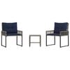 vidaXL Set di Mobili da Esterno 3 pz Grigio e Blu Navy