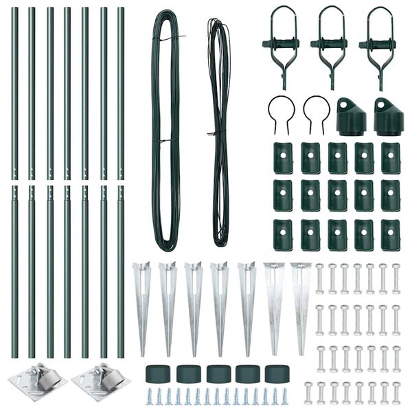 vidaXL Palo della recinzione 7 pcs Verde Acciaio