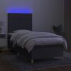 vidaXL Letto a Molle Materasso e LED Grigio Scuro 80x200 cm in Tessuto