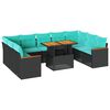 vidaXL Set Divani da Giardino 10pz con Cuscini in Polyrattan Nero