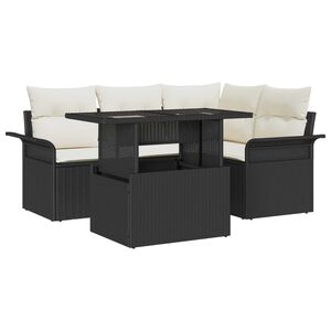 vidaXL Set Divano da Giardino con cuscino 5 pcs Nero Poly Rattan