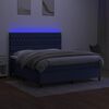 vidaXL Letto a Molle con Materasso e LED Blu 160x200 cm in Tessuto