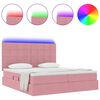 vidaXL Letto con luci a strisce a LED Rosa 180 x 200 cm Velluto