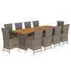 vidaXL Set da Pranzo da Giardino 11pz con Cuscini in Polyrattan Grigio