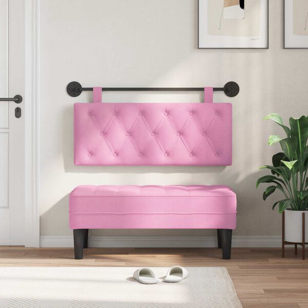 vidaXL Testata appesa Montaggio a parete Rosa 110 x 55 x 7 cm Tessuto