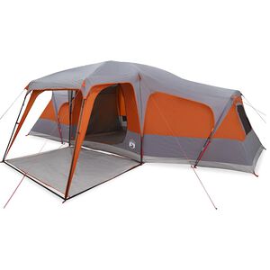 vidaXL Tenda da Campeggio con Portico 9 Persone Grigio e Arancione