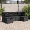 vidaXL Set Divano da Giardino 6 pz con Cuscini Nero in Polyrattan