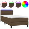 vidaXL Letto a Molle Materasso e LED Marrone Scuro 90x200cm in Tessuto