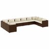 vidaXL Set Divani da Giardino 10 pz con Cuscini in Polyrattan Marrone