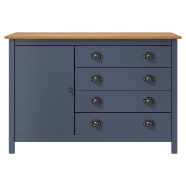 vidaXL Credenza Hill Grigia 120x40x80 cm in Legno Massello di Pino