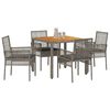 vidaXL Set da Pranzo per Giardino 5 pcs Grigio polyrattan