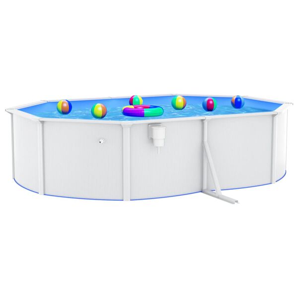 vidaXL Piscina con Pareti in Acciaio Ovale 490x360x120 cm Bianca