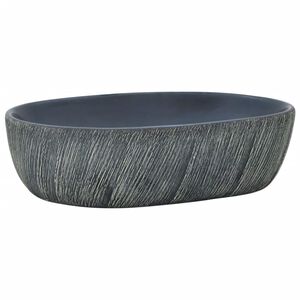 vidaXL Lavabo da Appoggio Nero e Grigio Ovale 47x33x13 cm Ceramica