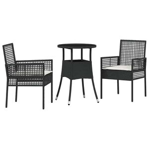 vidaXL Set da Pranzo per Giardino 3 pz Nero polyrattan