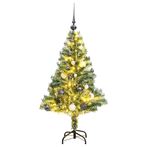 vidaXL Albero Natale Artificiale 150 LED Palline e Neve Fioccata 150cm