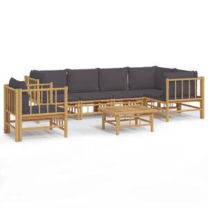 vidaXL Set Salotto da Giardino 7pz con Cuscini Grigio Scuro Bamb&ugrave;