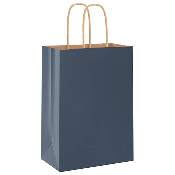 vidaXL Sacchetti di Carta 50 pz con Manici Blu 15x8x21 cm