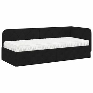 vidaXL Cornice del letto ad angolo Nero 80 x 200 cm Tessuto