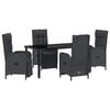 vidaXL Set da Pranzo per Giardino con cuscino 5 pcs Nero polyrattan