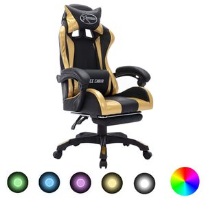 vidaXL Sedia da Gaming con Luci a LED RGB Oro e Nera in Similpelle