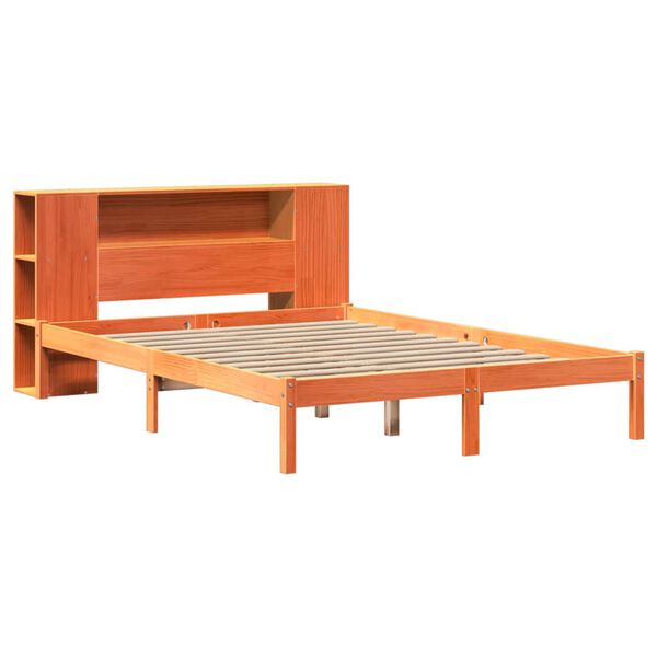 vidaXL Letto Libreria senza Materasso Marrone Cera 150x200 cm in Pino